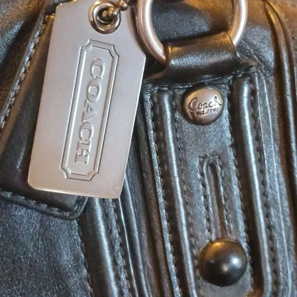 Coach Limited Edition Coach Sophia Black Leather Gunmetal Studs Bag MSRP $795 - Picture 11 of 16